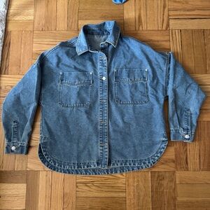 Casual Blue Denim Button-Up Shirt